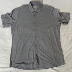 Puma Golf Shirt Button Down L Grey Stripe